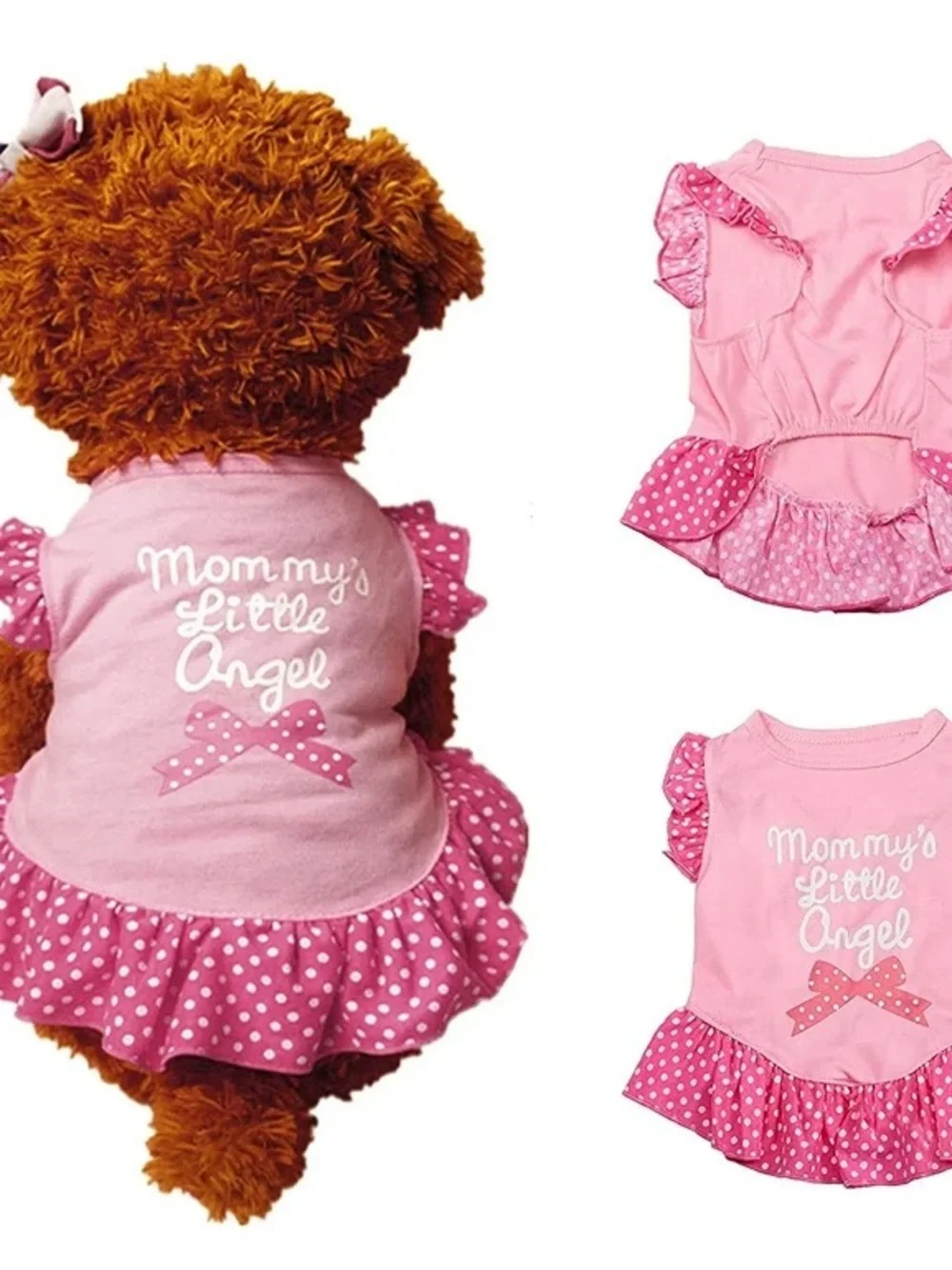 NWOT Pink Polka Dot Dog Dress 